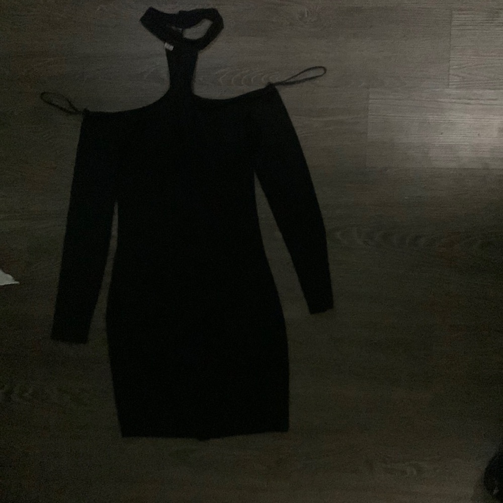 Slim tight dress long sleeve black size: S